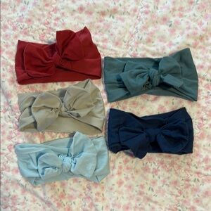 Kids Nylon Bow Headband Set - Multi Color